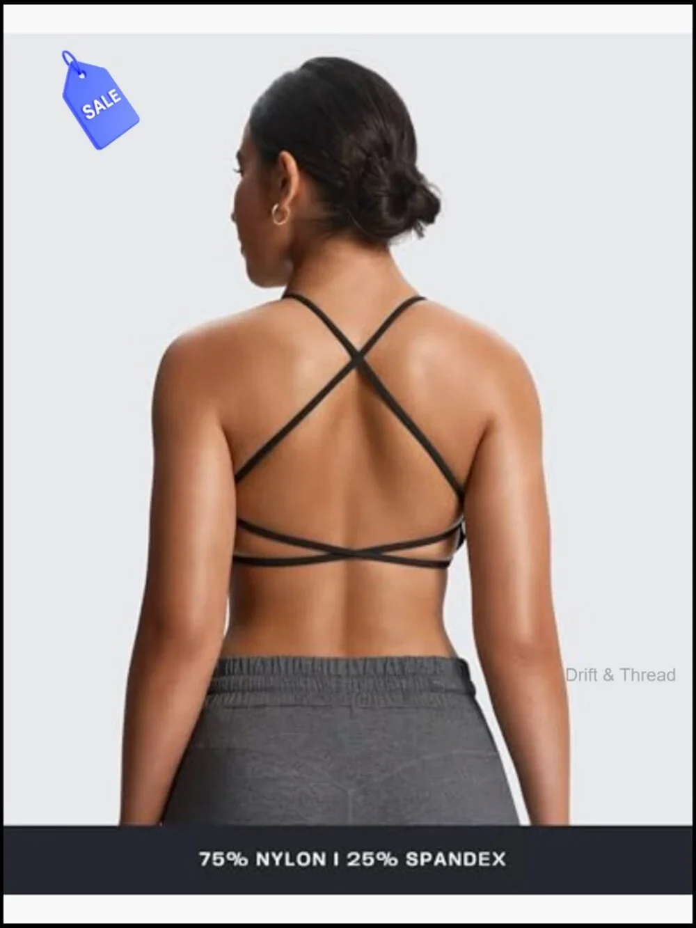 Low Impact Sports Bra with Cross Back Removable Pads Yoga Crop